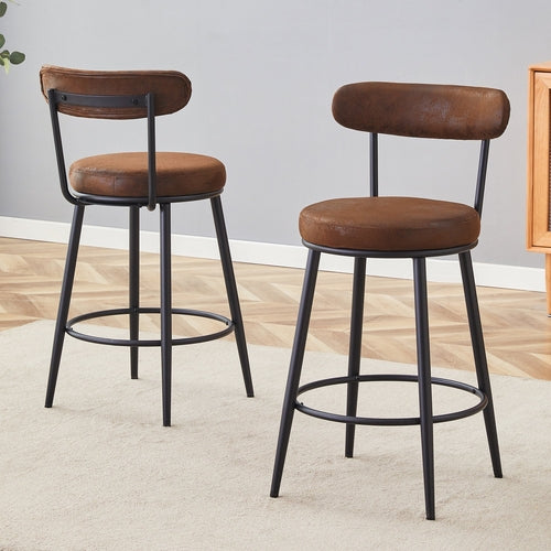 Fashionable Ergonomic Bar Chairs with Brown Technology Fabric