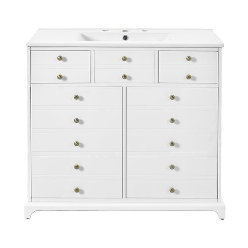 36'' Bathroom Vanity with Ceramic Sink Combo, Solid Wood Frame