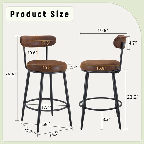 Fashionable Ergonomic Bar Chairs with Brown Technology Fabric