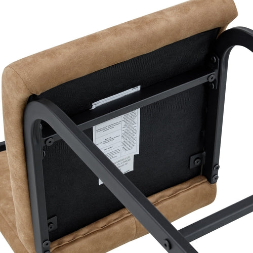 Modern Brown Tech Fabric Bar Stool Set of 2 with Black Metal Legs -